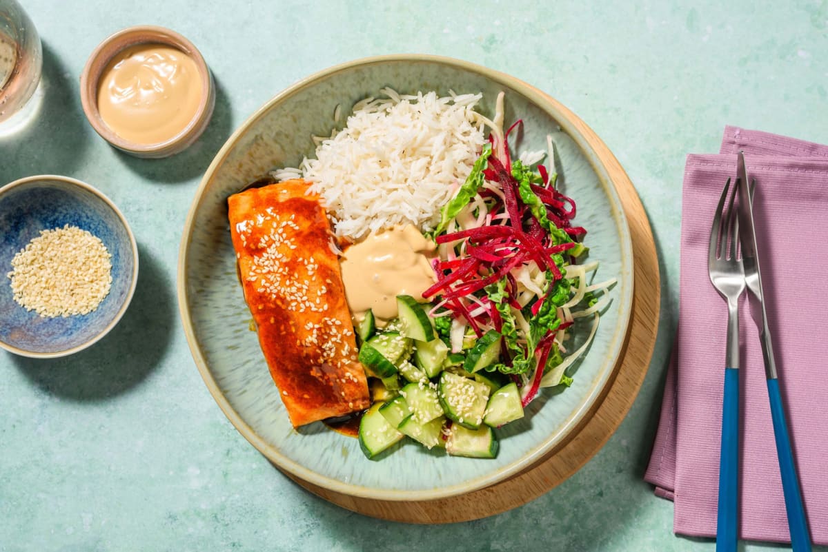 Hurtig teriyaki-laksebowl