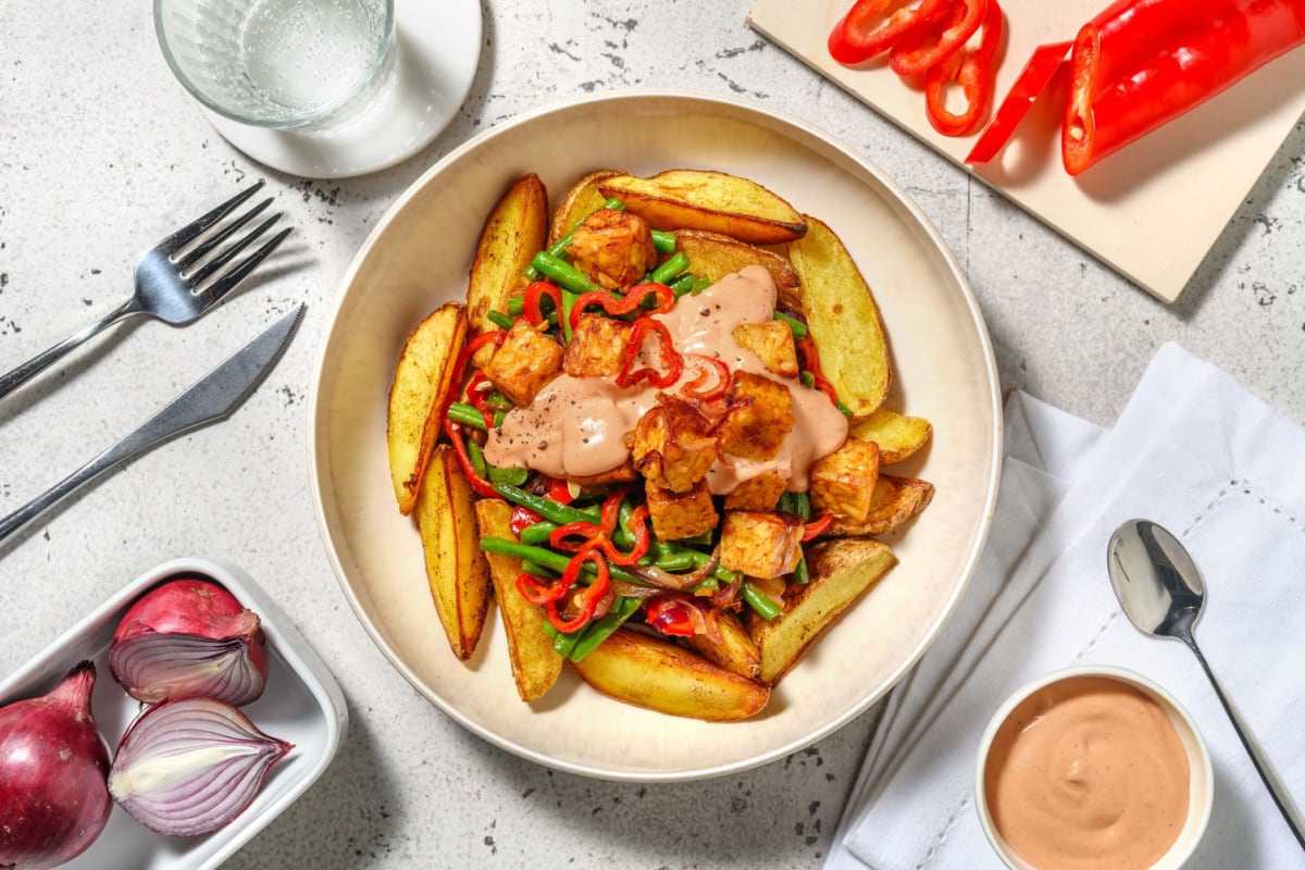 Surinaamse stijl roerbak met tempeh