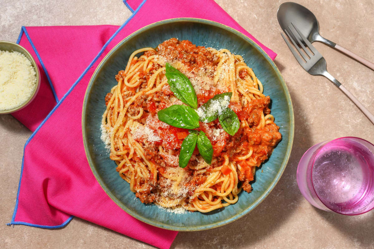 Tomato beef mince spaghetti 