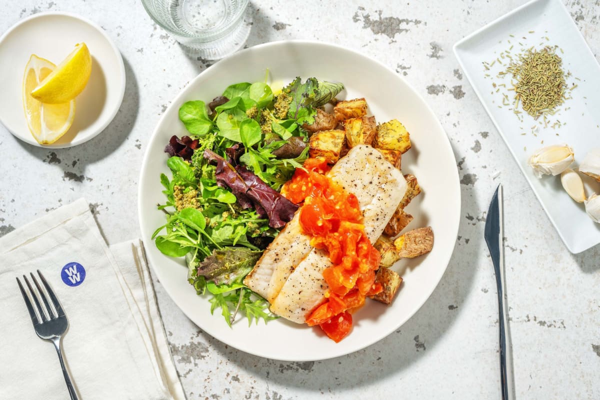 Pan-Seared Sea Bass and Warm Tomato Salsa