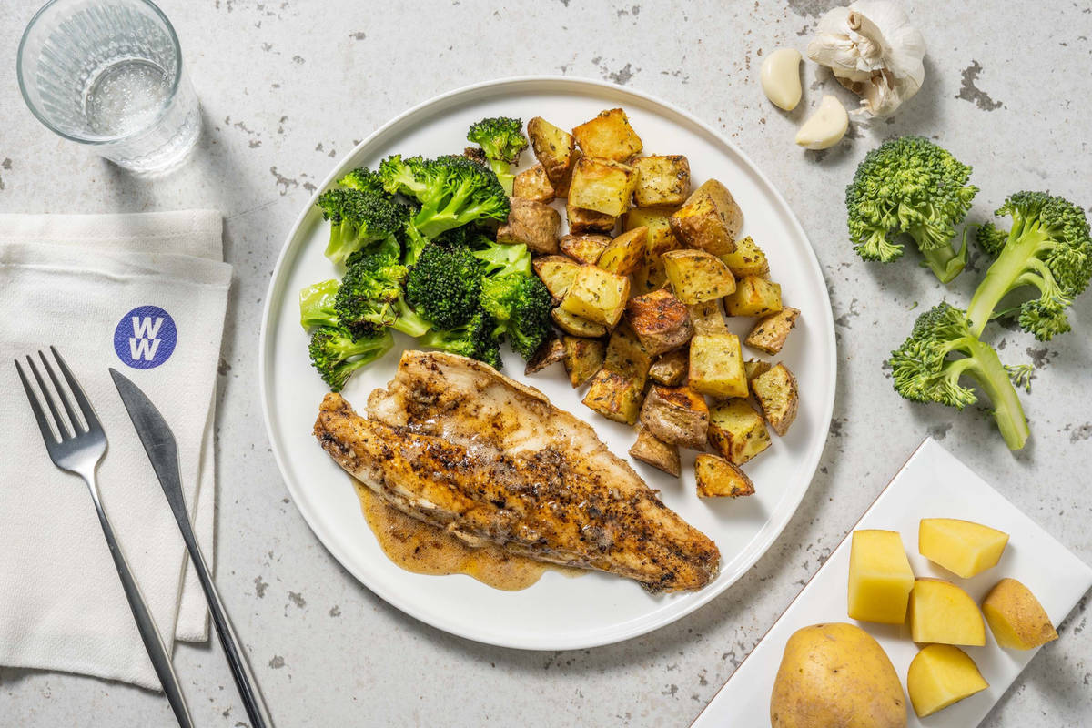 Lemon and Herb Sea Bass in Garlic Butter Recipe | HelloFresh