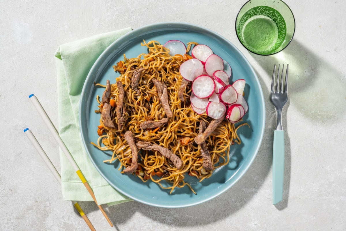 Beef teriyaki met volkoren noedels