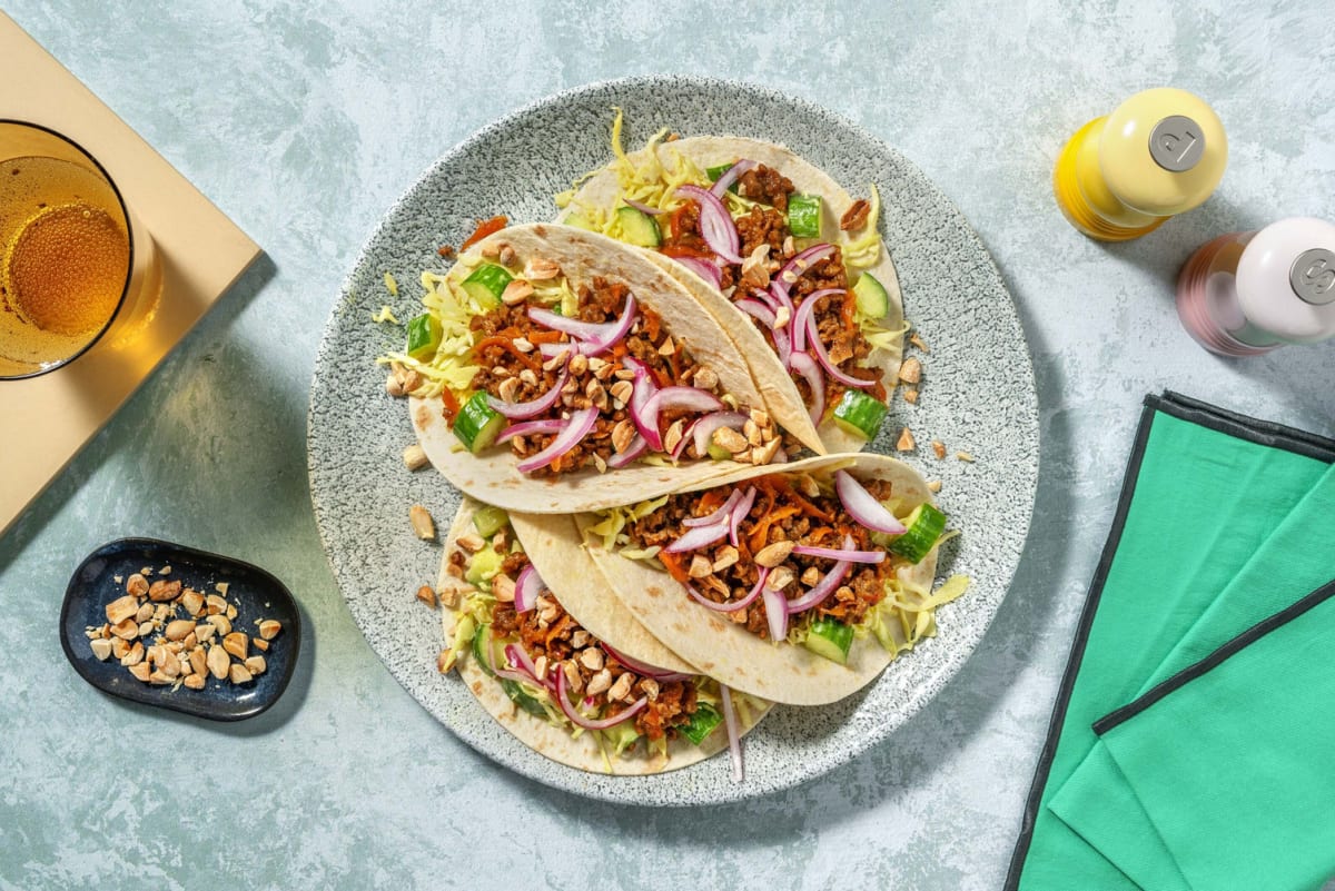 Asian inspired veggie mince tacos