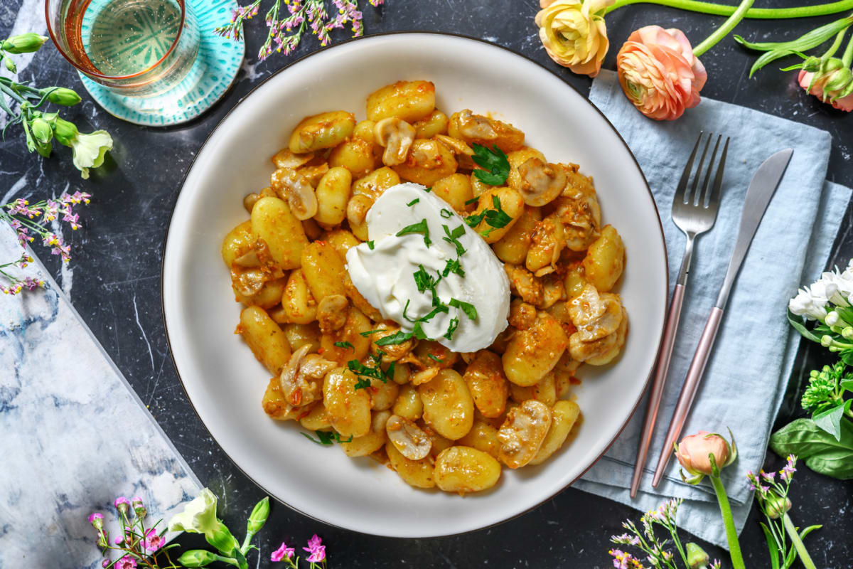 Célébrons Maman : gnocchi, champis & burrata