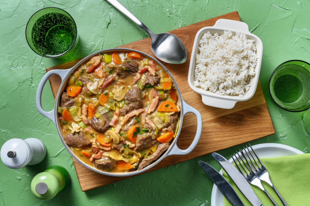 Blanquette de veau gourmande aux lardons