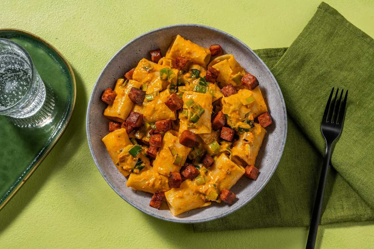 Paccheri-Pasta mit tomatiger Crèmesauce