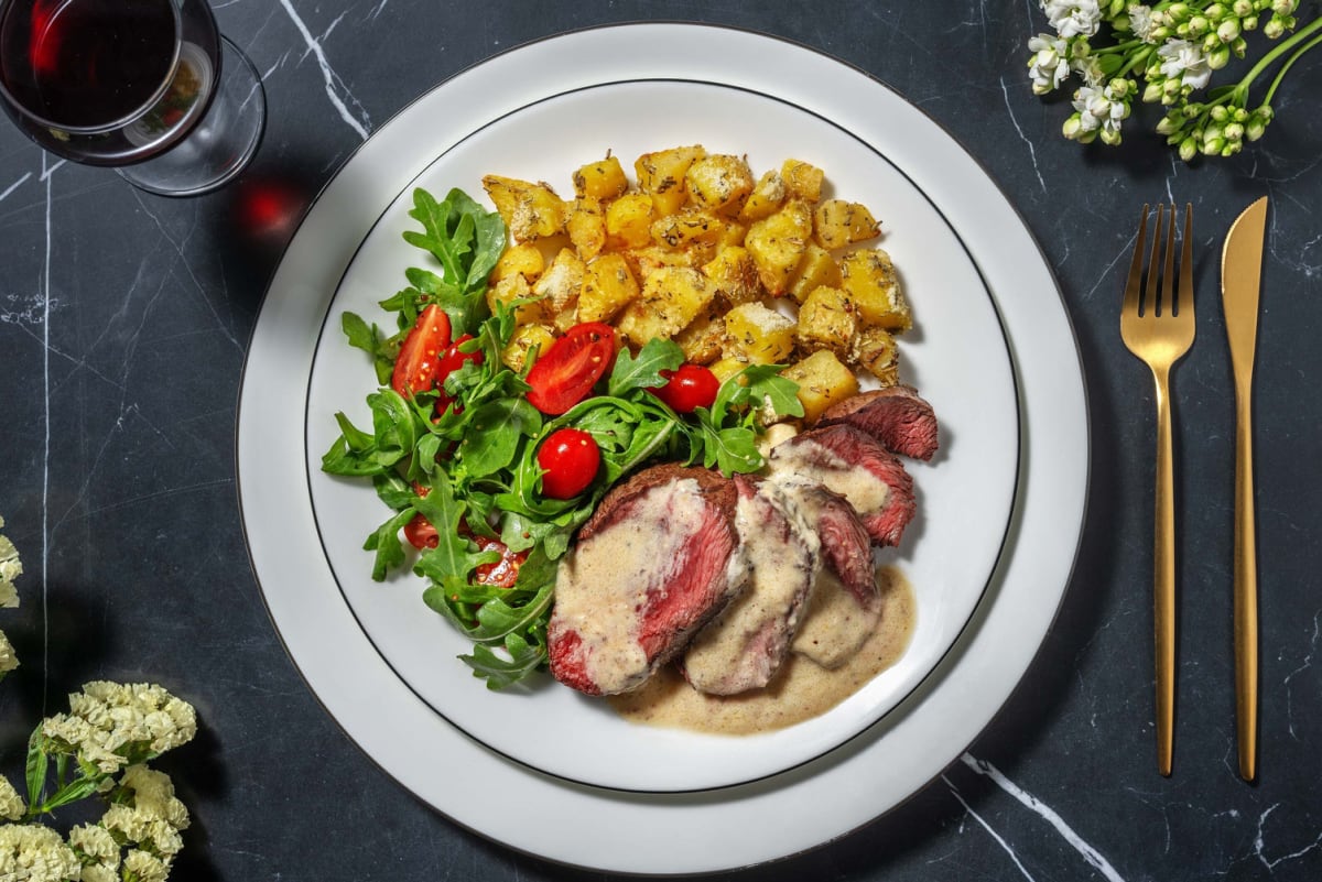 Rump Steak and Parmesan Rosemary Roasties