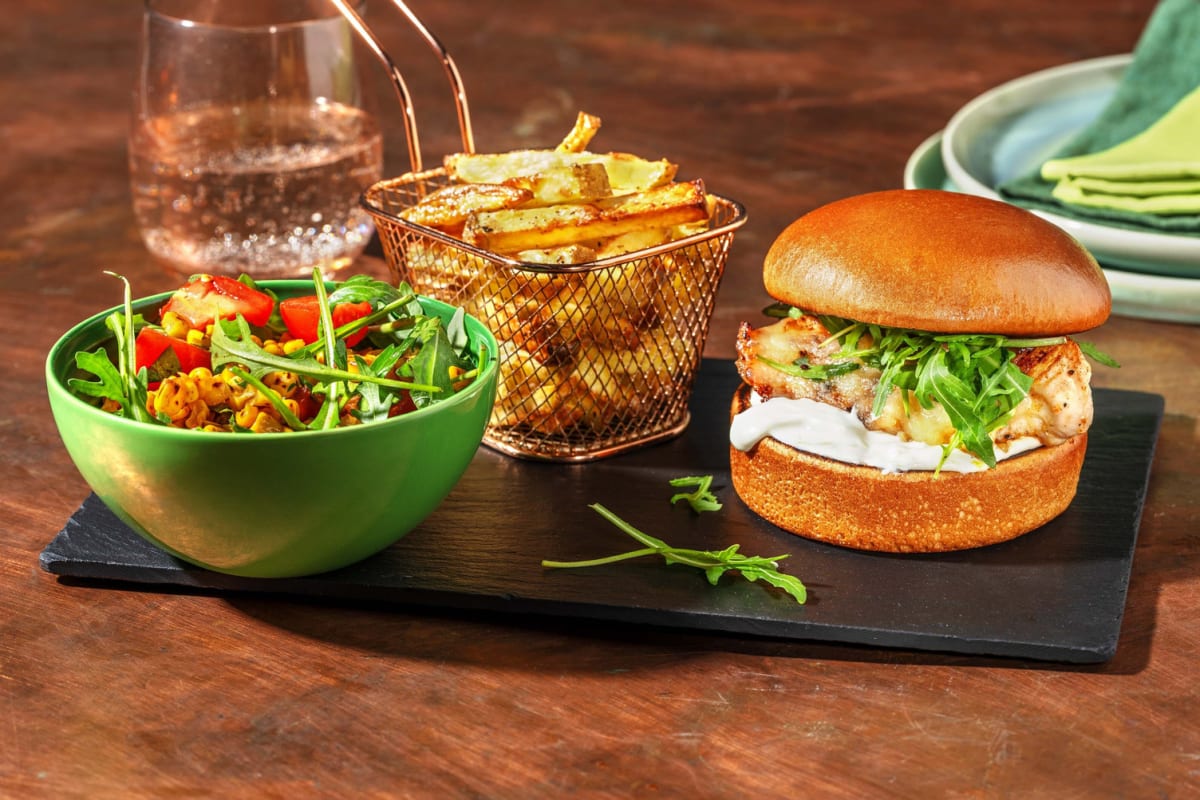 Peri Peri Chicken Burger and Chips