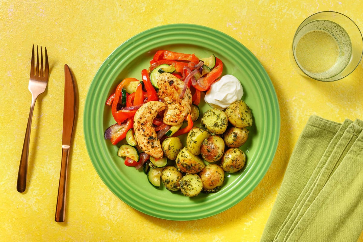 Chicken Fillets with Pesto Potatoes