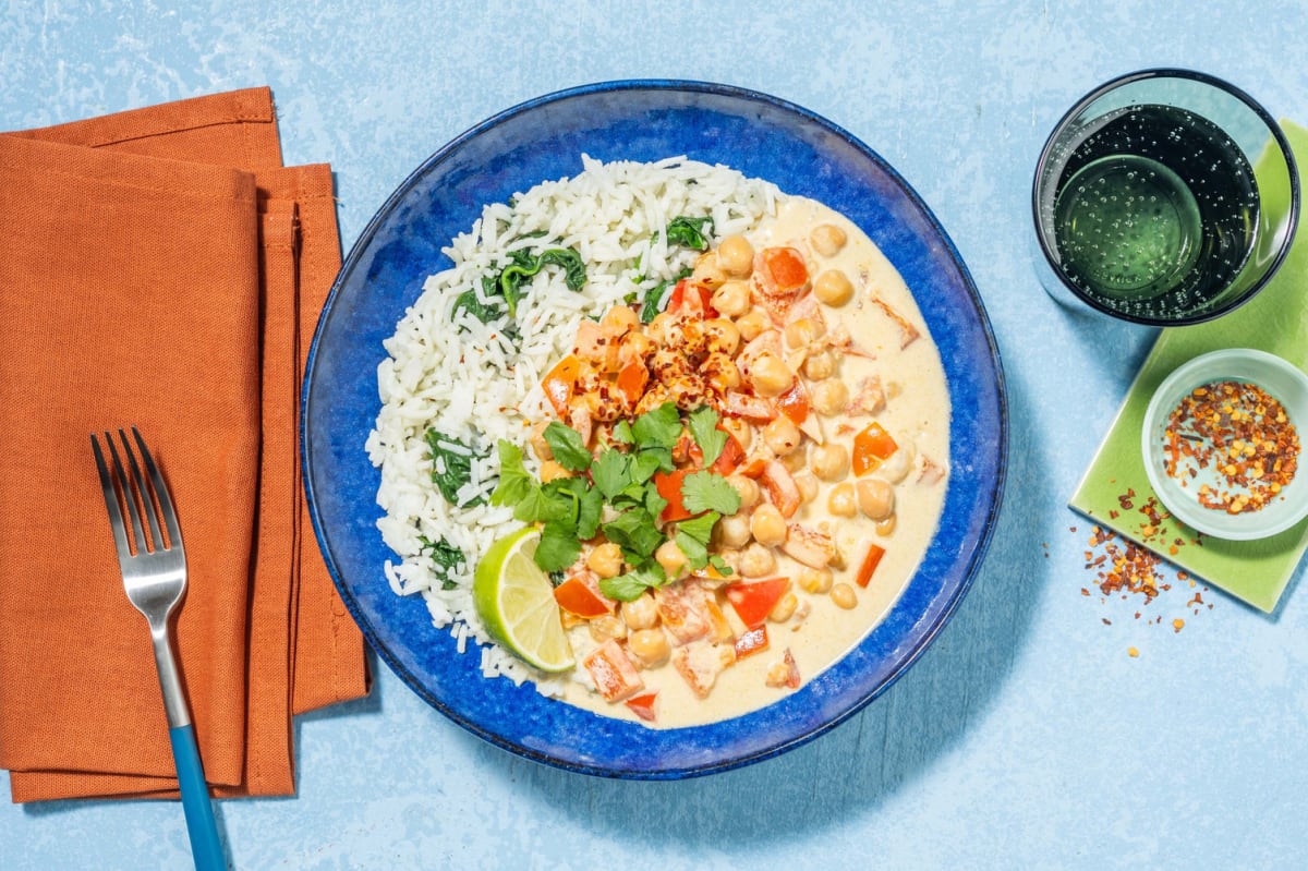 Spicy chickpea green curry