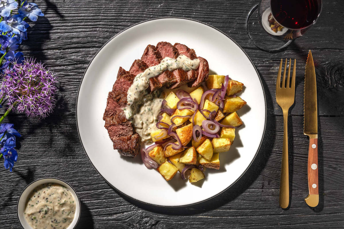 21 Day Aged Sirloin Steak and Peppercorn Sauce Recipe HelloFresh