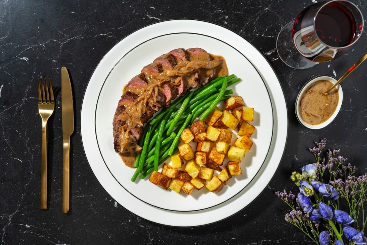 21 Day Aged Sirloin Steak and Peppercorn Sauce