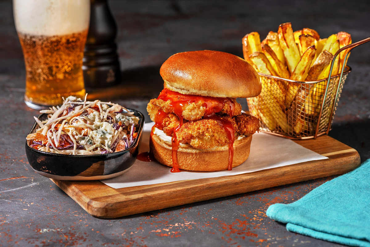 Buffalo Style Fried Chicken Burger