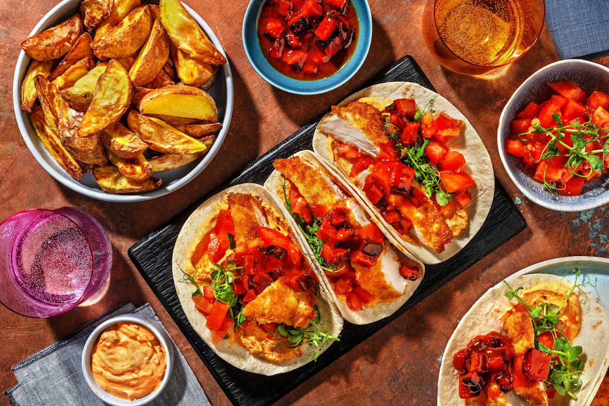 Crispy Chicken Strip and Chilli Chorizo Tacos