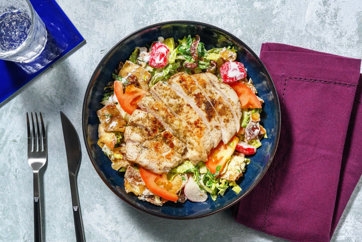 Fattoush Hähnchen Brotsalat mit Tomate