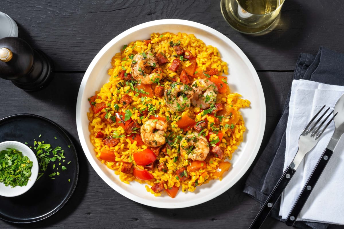 Ultimate King Prawn and Chorizo Paella