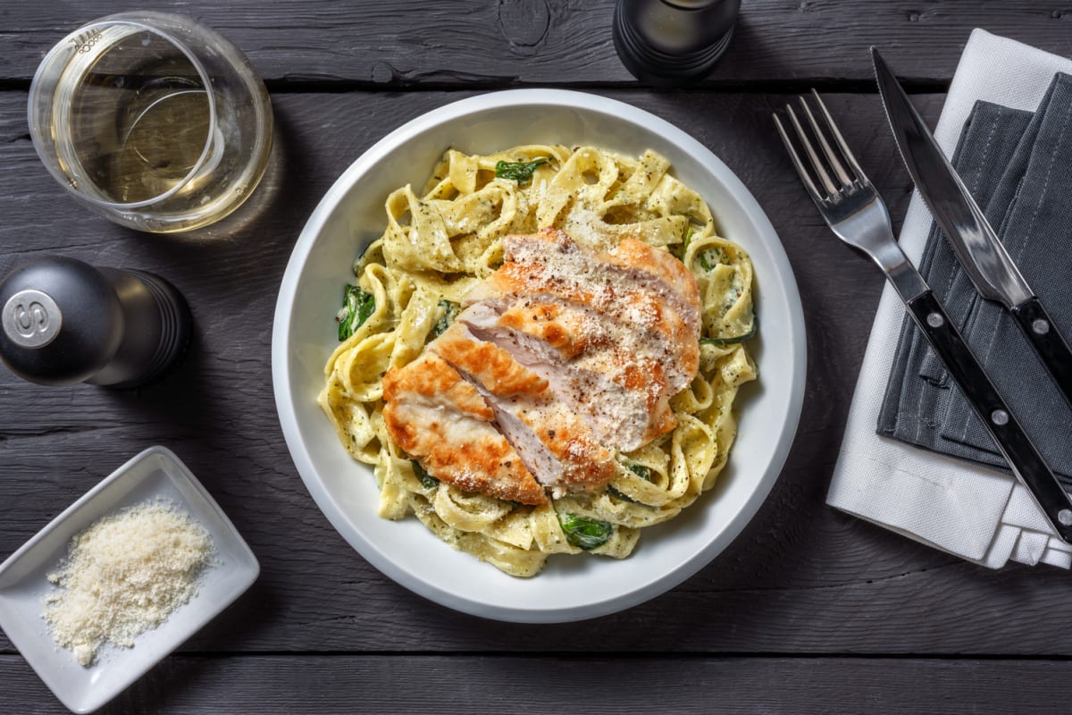 Ultimate Creamy Chicken and Pesto Tagliatelle