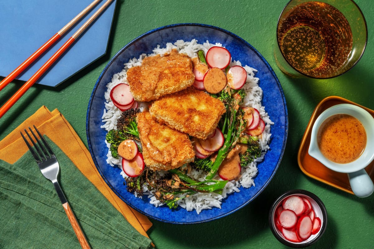 Ultimate Crispy Tofu Satay Rice Bowl