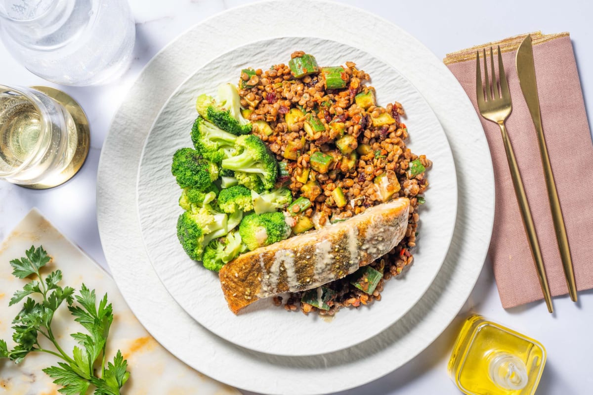 Zatar Lachsfilet auf Linsen-Tabbouleh