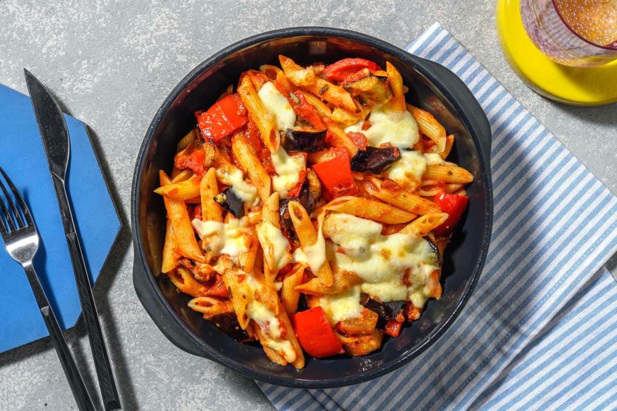 Cheesy Ratatouille Chicken Breast Pasta Bake