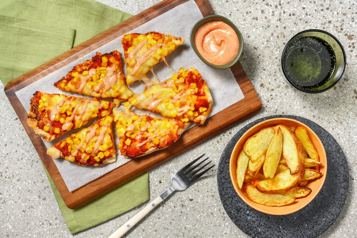 Cheesy Veggie 'Nduja and Sweetcorn Naanizza