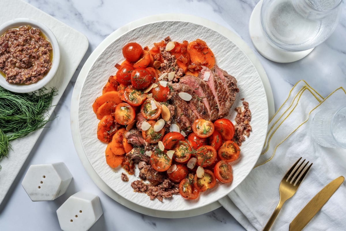 Rinderhüftsteak mit Kalamata-Oliven-Paste