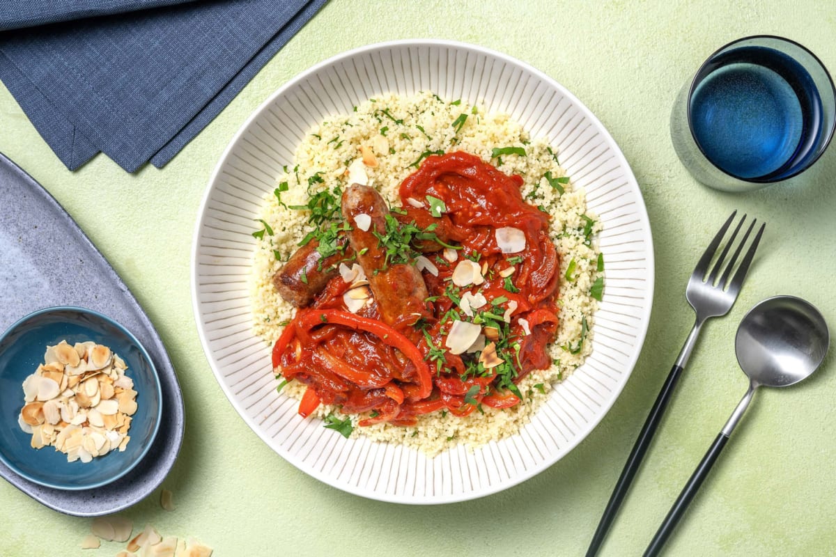 Cumberland Sausages and Harissa Tomato Sauce Recipe HelloFresh