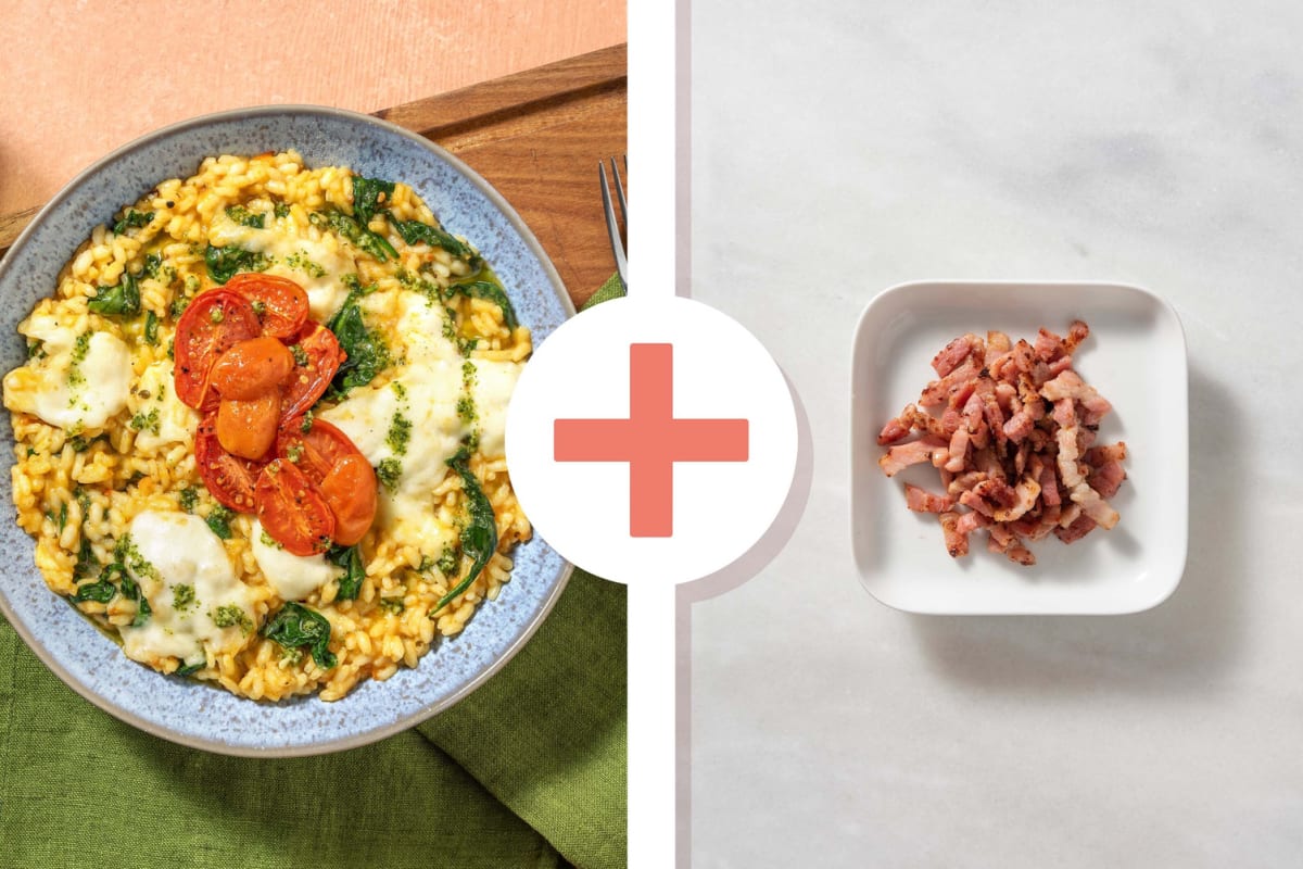 Margherita Inspired Bacon Risotto