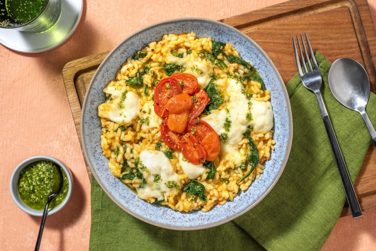 Oven-Baked Margherita Inspired Risotto