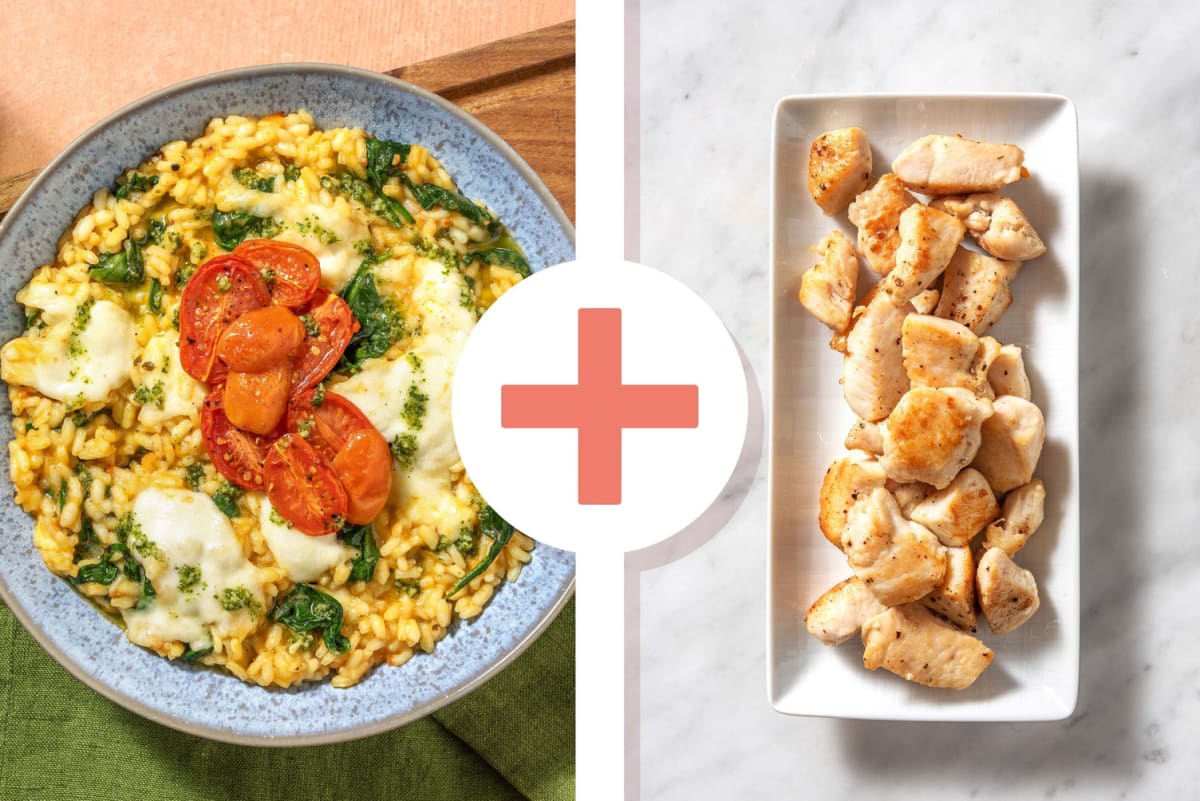 Oven-Baked Margherita Inspired Chicken Breast Risotto