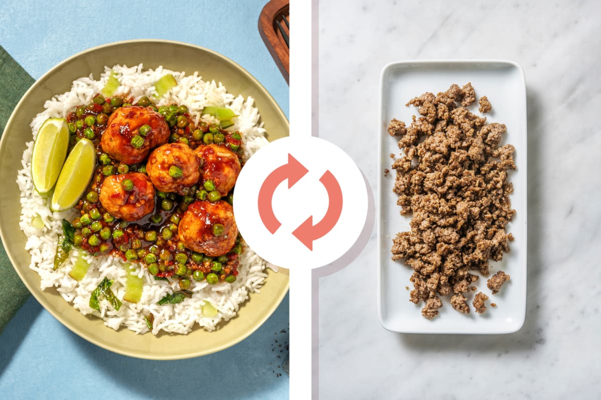 Teriyaki Glazed Beef Meatballs and Rice