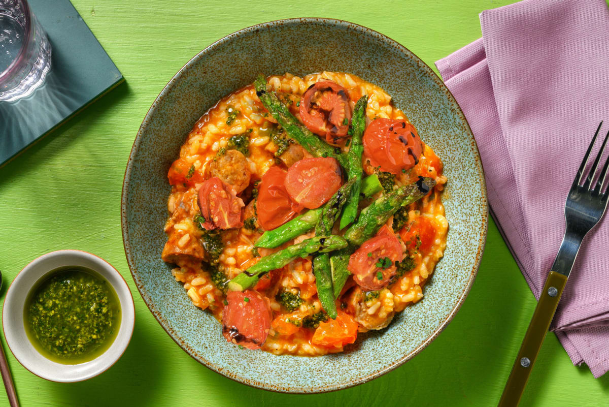 Oven-Baked Sausage Risotto al Pomodoro