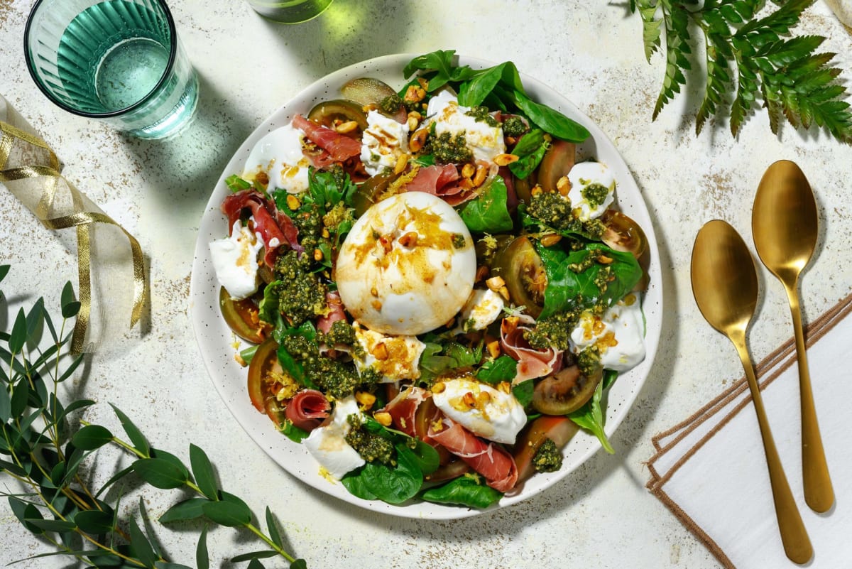 Burrata met serranoham