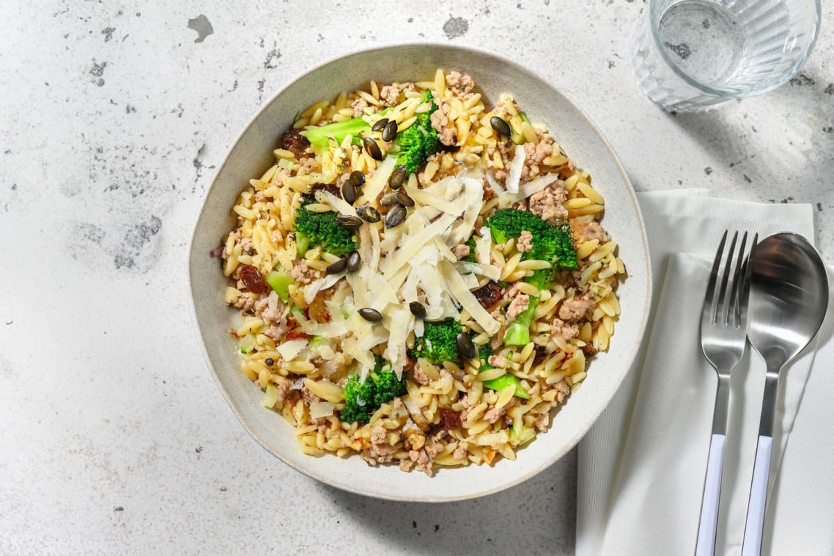  Siciliaanse stijl orzo met kip en pecorino