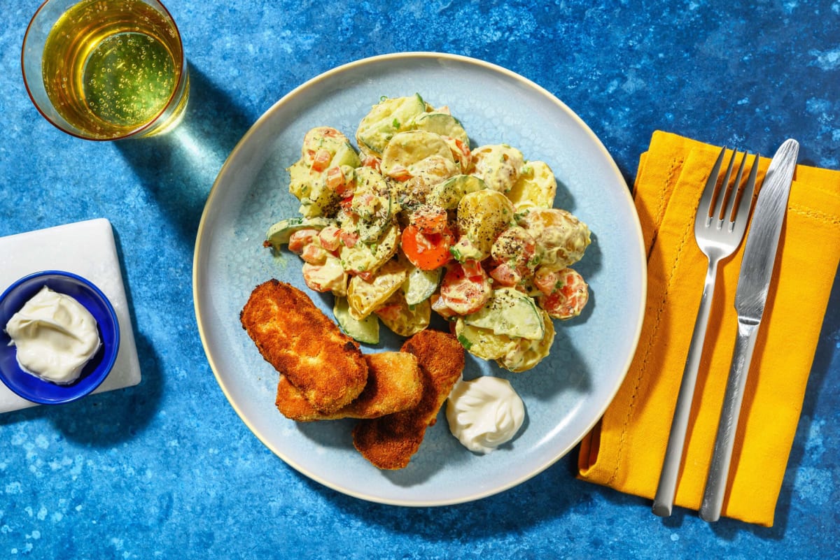 Nuggets végétariens et salade de grenailles