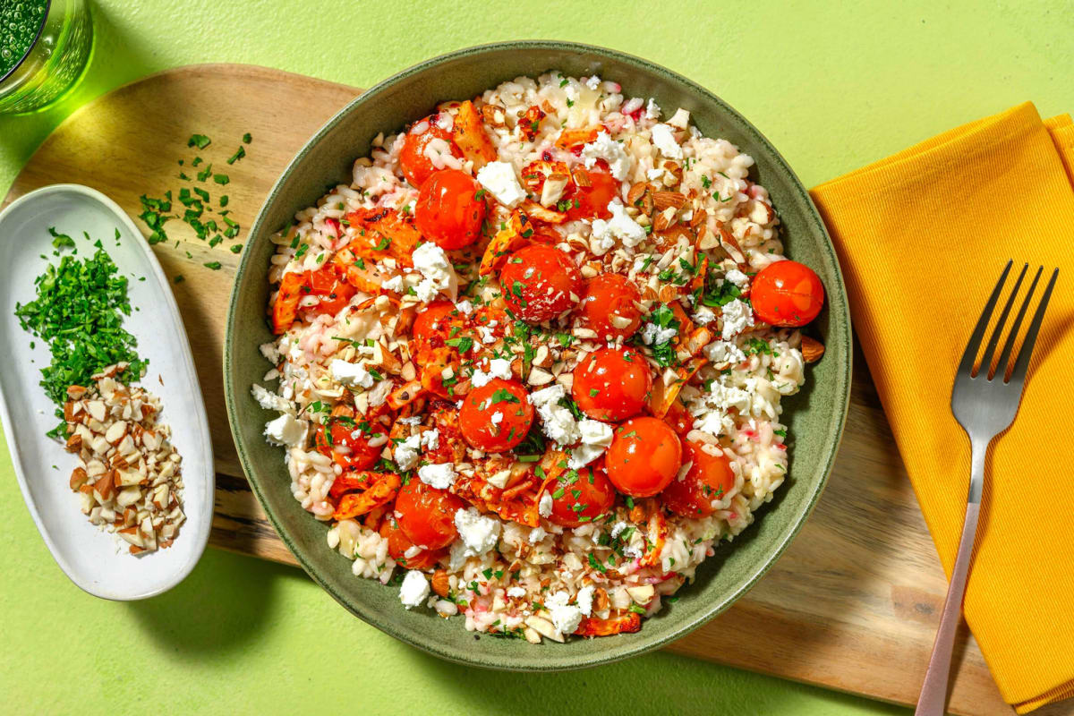 Risotto met geroosterde kerstomaten en kruidige venkel