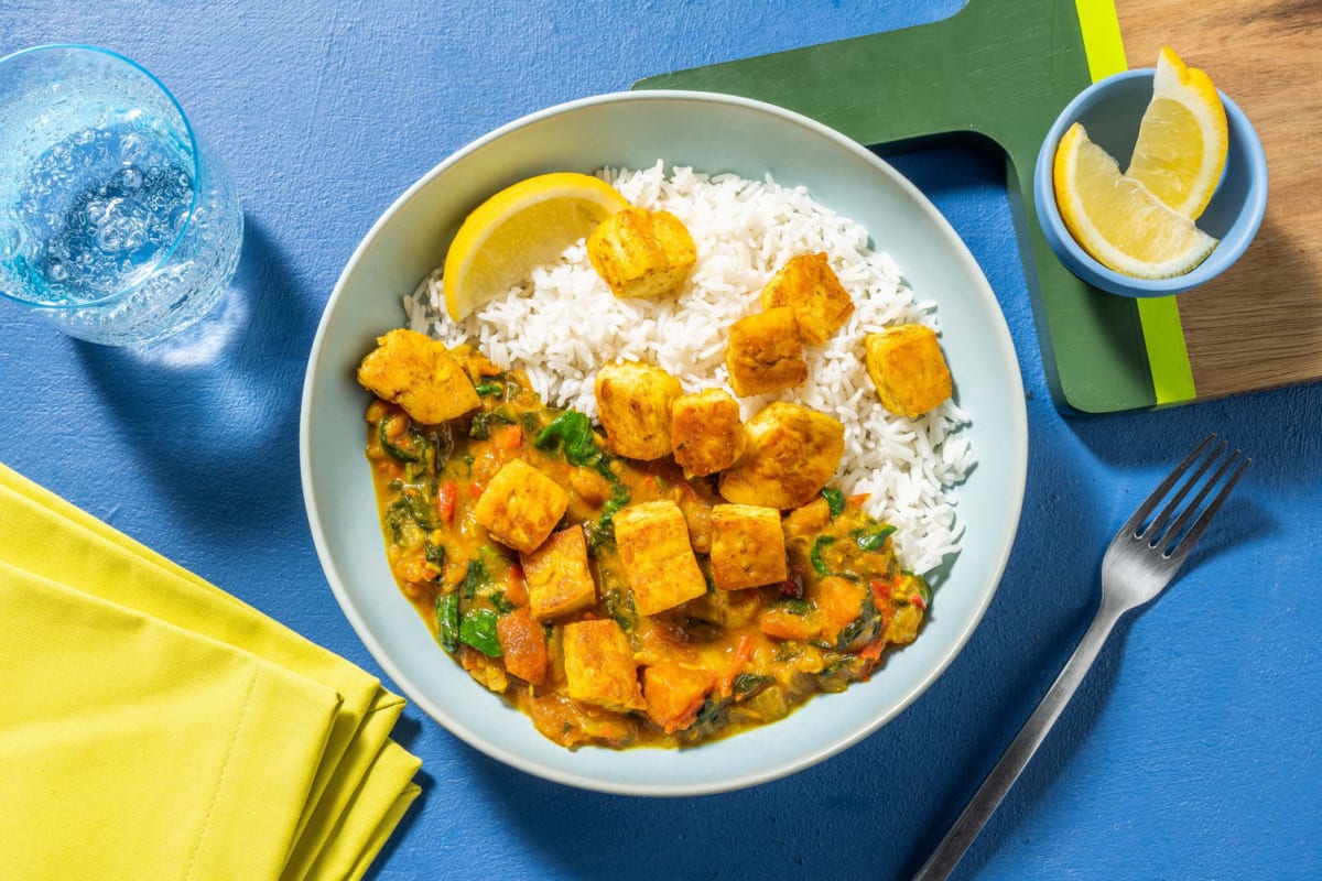 Panir mariné au curry et riz à l'ail Recette HelloFresh