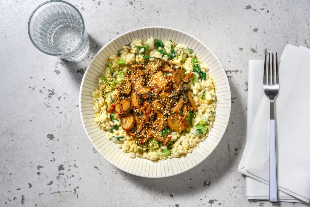 Risotto aux champignons assaisonnés au miso