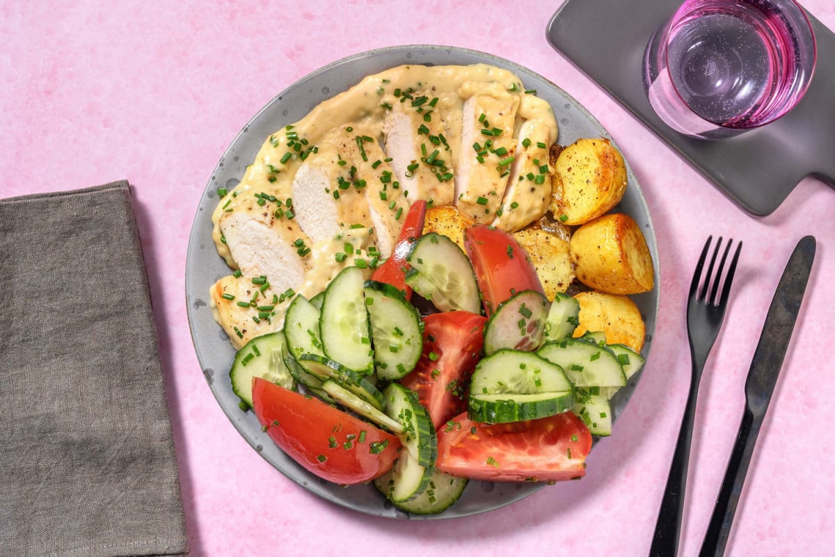 Filet de poulet en sauce crémeuse à la ciboulette