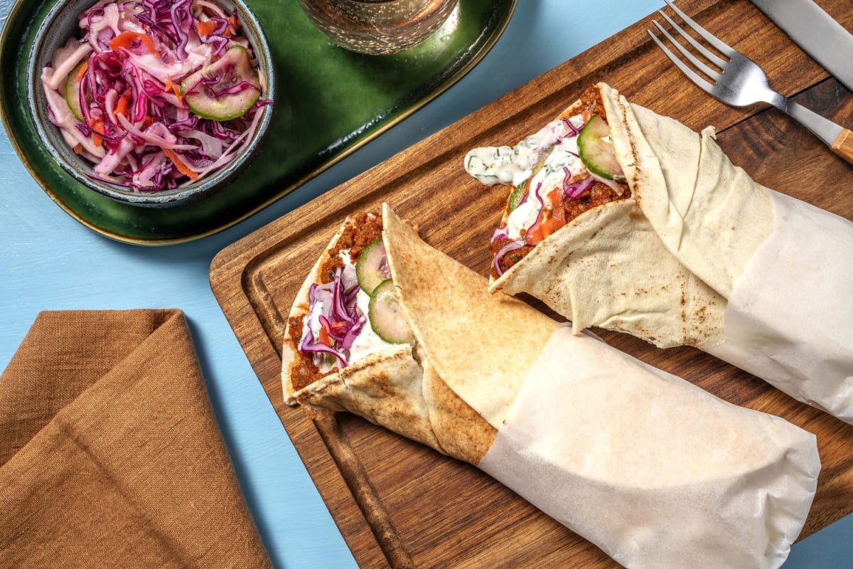 Lahmacun met gehakt van de Vegetarische Slager