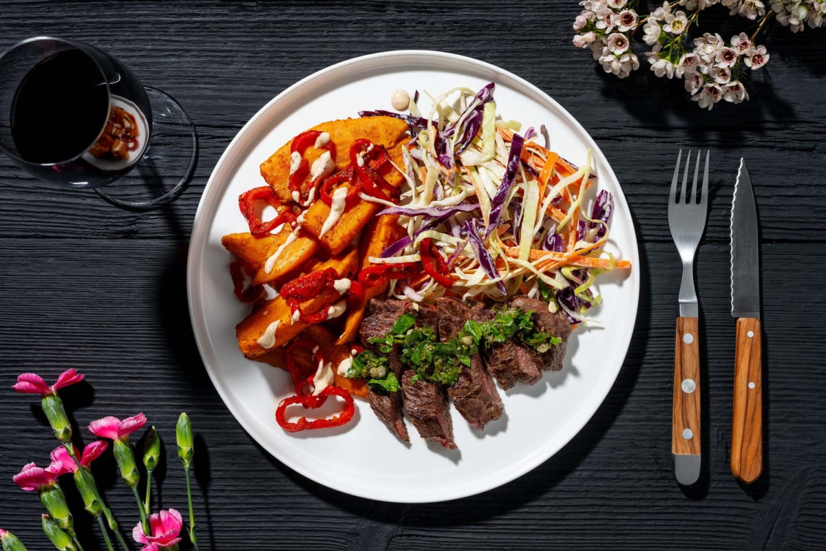 Gemarineerde biefstuk met salsa verde