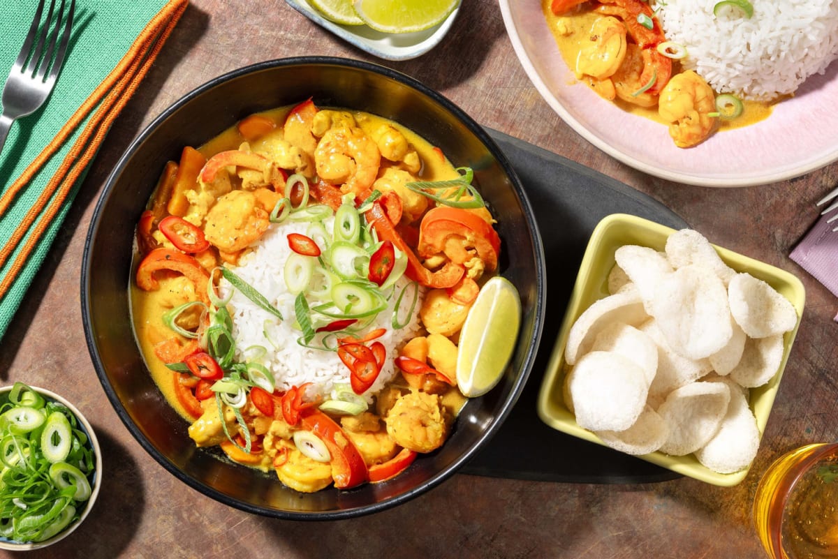 Luxe Thaise curry met garnalen en kippendij