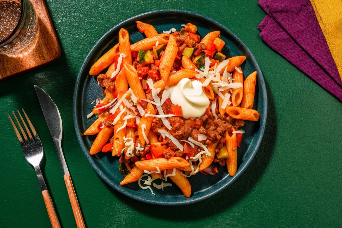 Penne garnies à la mexicaine