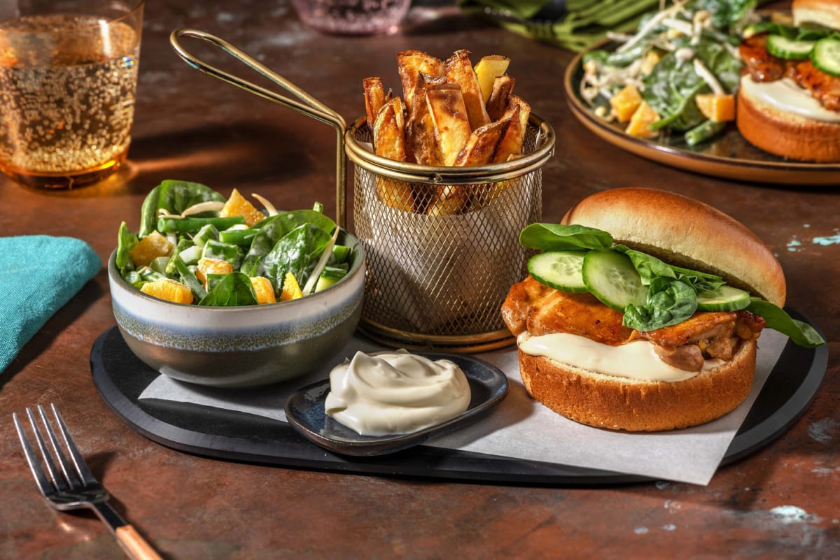 Burger op z'n Aziatisch met zoete kippendij