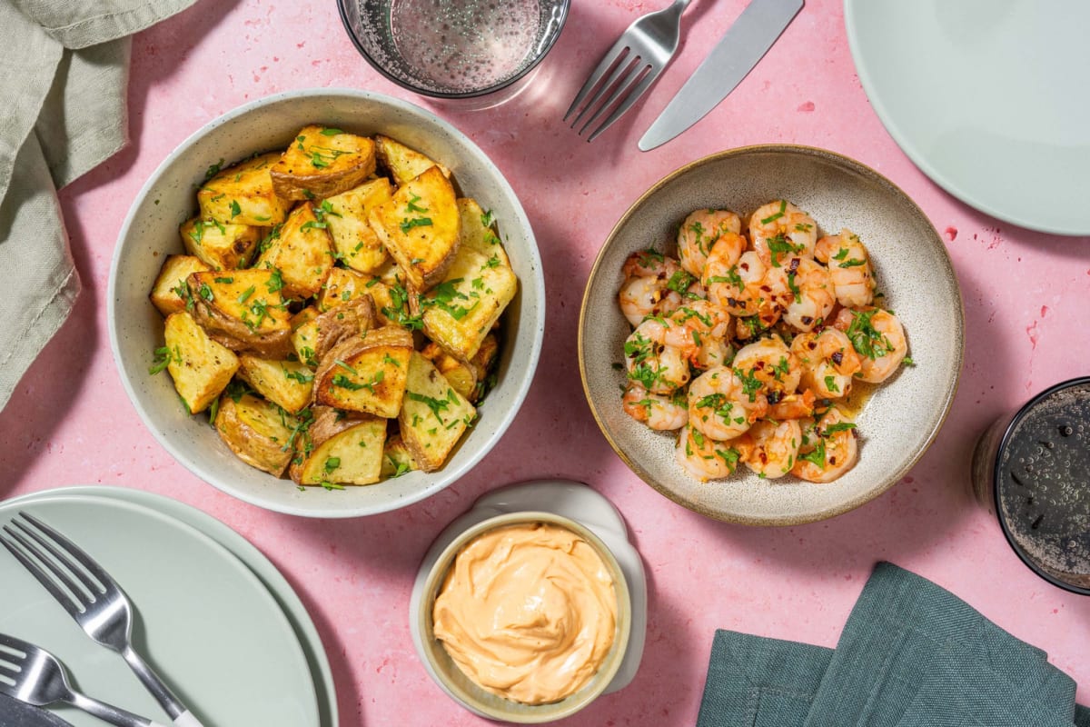 Tapas-style garlic and chilli shrimp