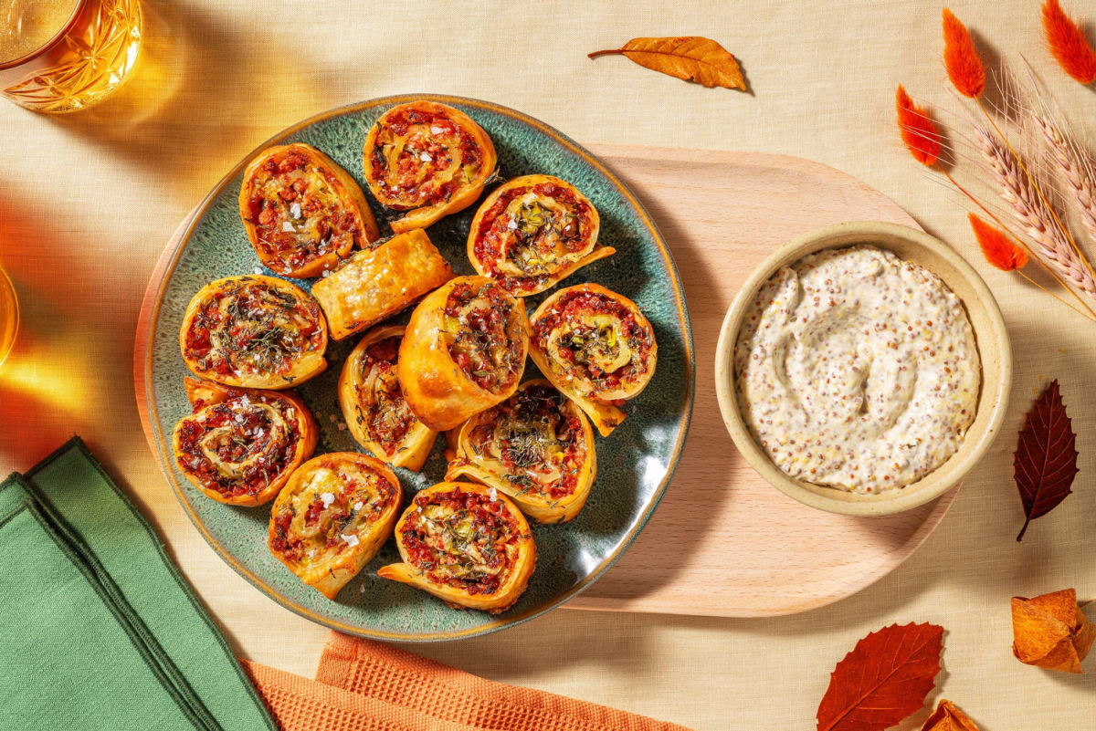 Savoury Sausage and Caramelized Onion Roll-Ups