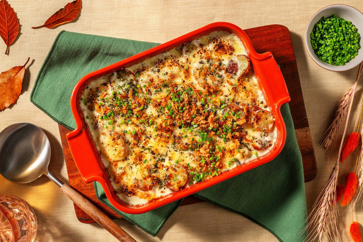 Potato Carrot Onion Casserole Cheesy Potato Lentil Bake Recipe