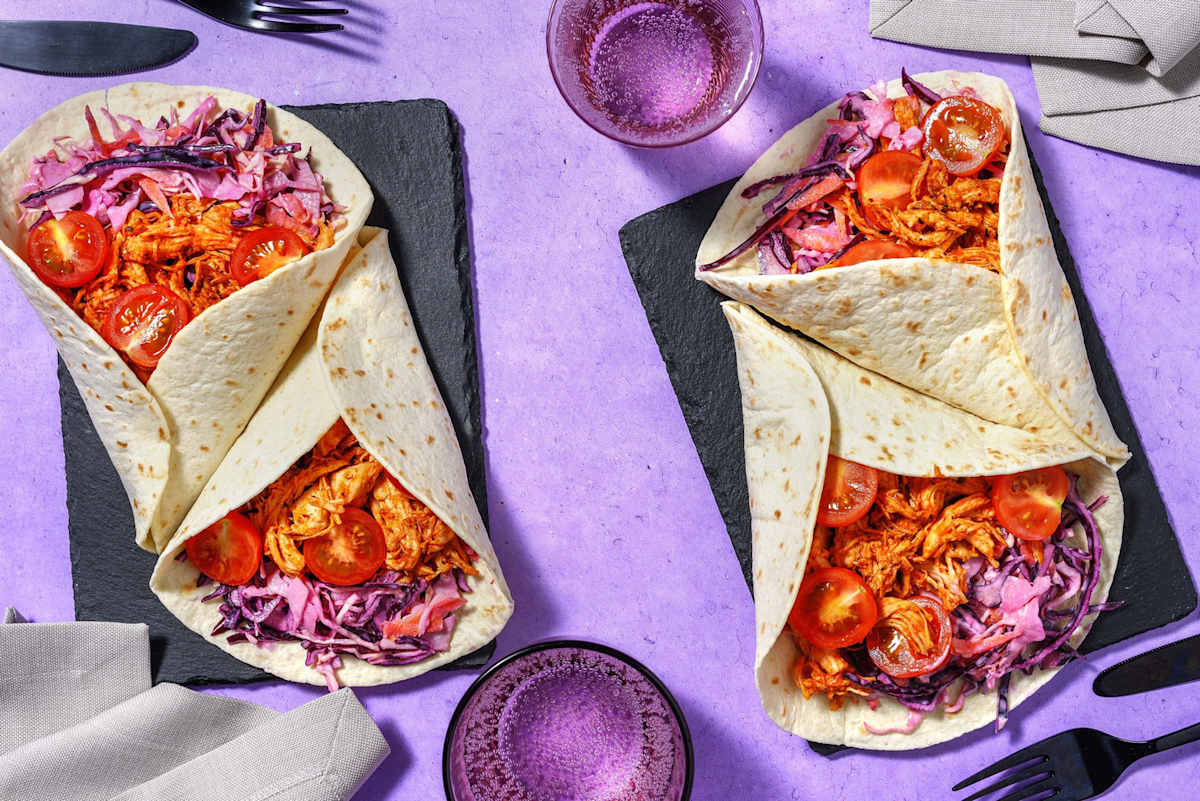 Wrap au poulet effiloché