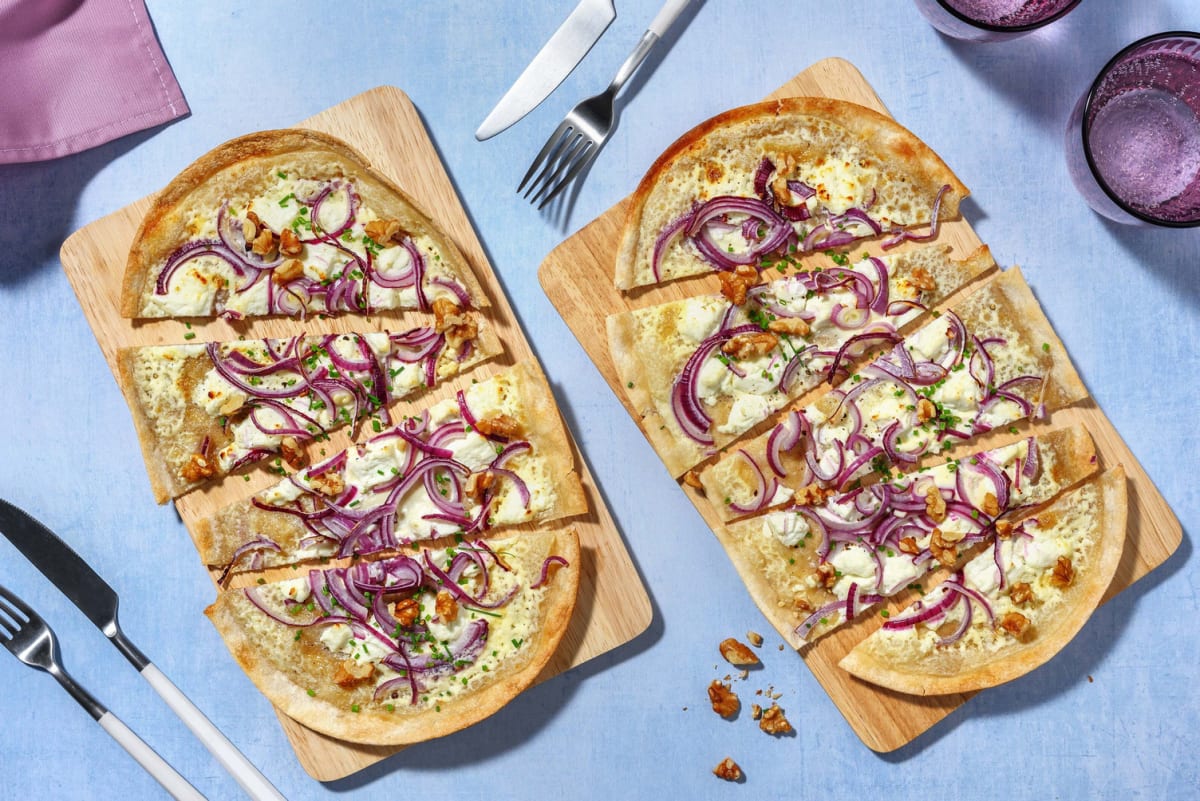 Flammkuchen met geitenkaas