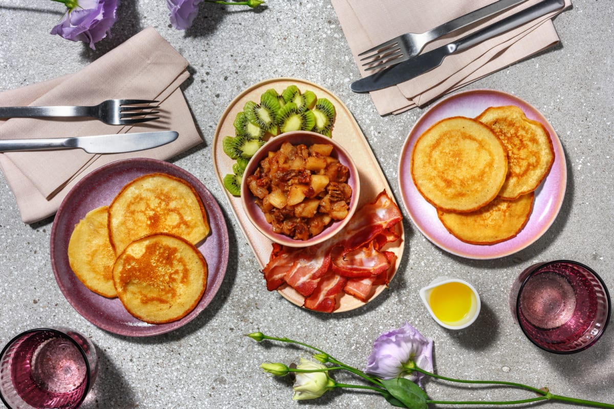 Love Brunch : Pancakes, bacon & pomme